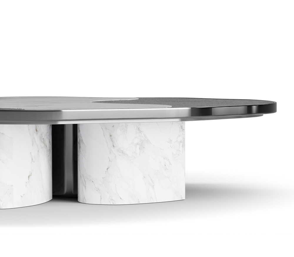 OPHELIA CALACATTA MARBLE AND BLACK CENTER TABLE