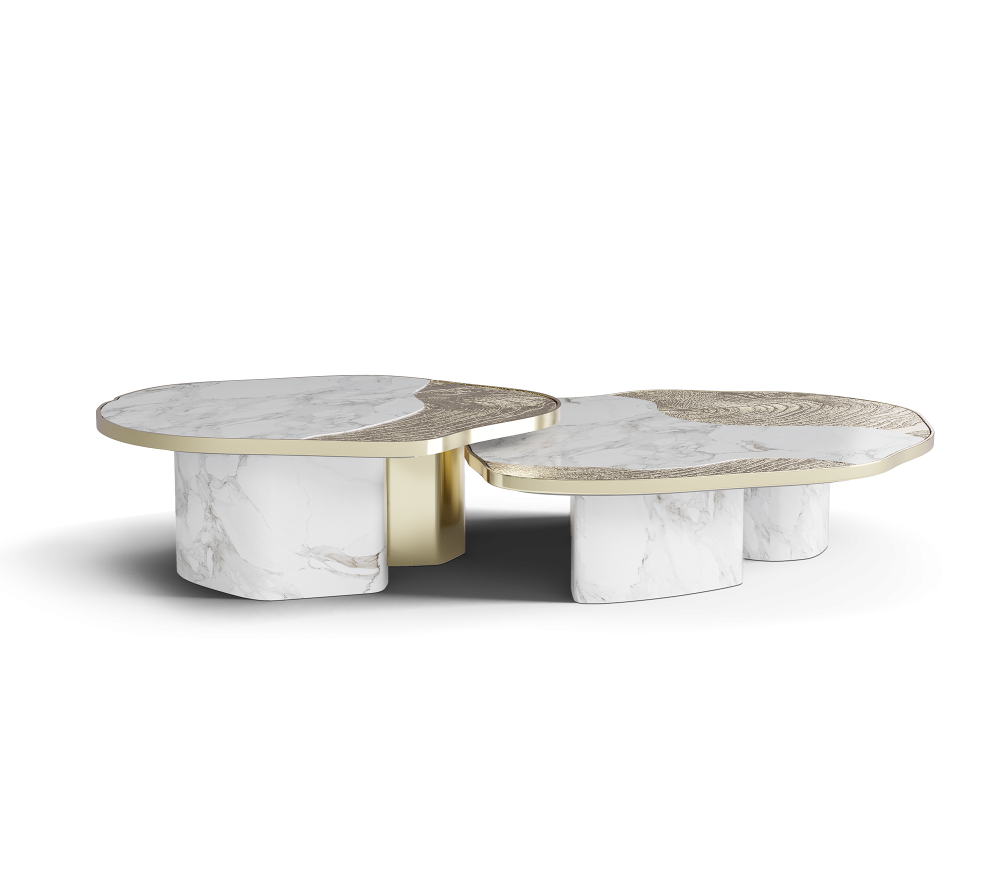 OPHELIA CALACATTA MARBLE AND GOLD CENTER TABLE