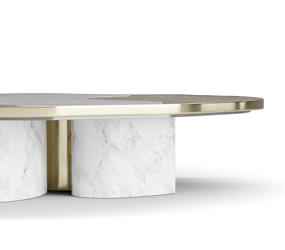 OPHELIA CALACATTA MARBLE AND GOLD CENTER TABLE