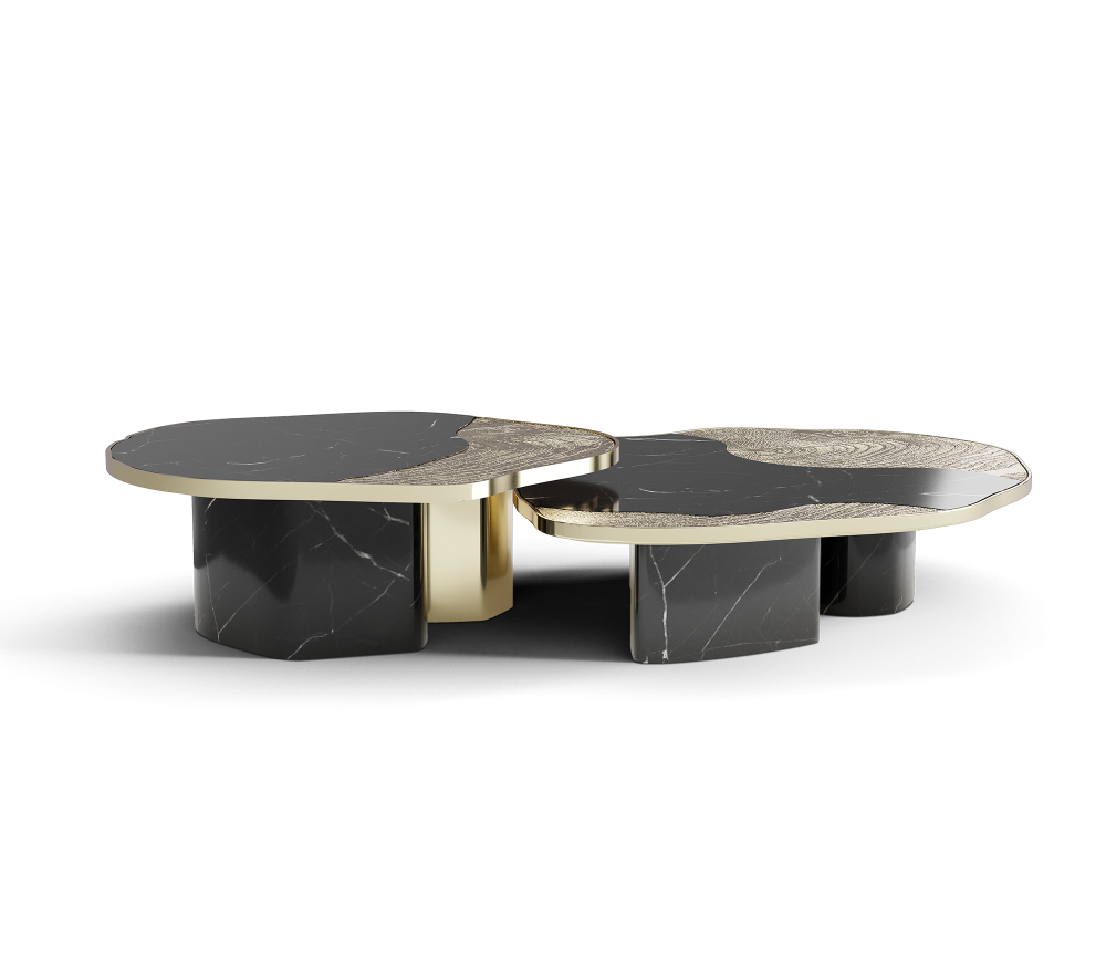 OPHELIA NERO MARQUINA MARBLE AND GOLD CENTER TABLE