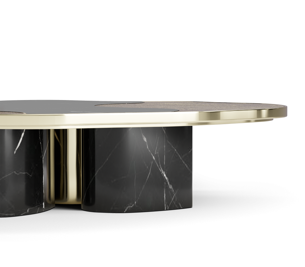 OPHELIA NERO MARQUINA MARBLE AND GOLD CENTER TABLE