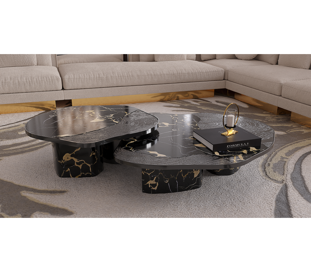 OPHELIA PORTORO MARBLE AND GOLD CENTER TABLE