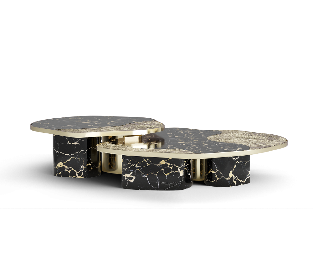 OPHELIA PORTORO MARBLE AND GOLD CENTER TABLE