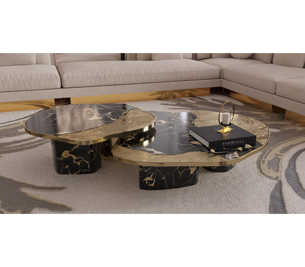 OPHELIA PORTORO MARBLE AND GOLD CENTER TABLE