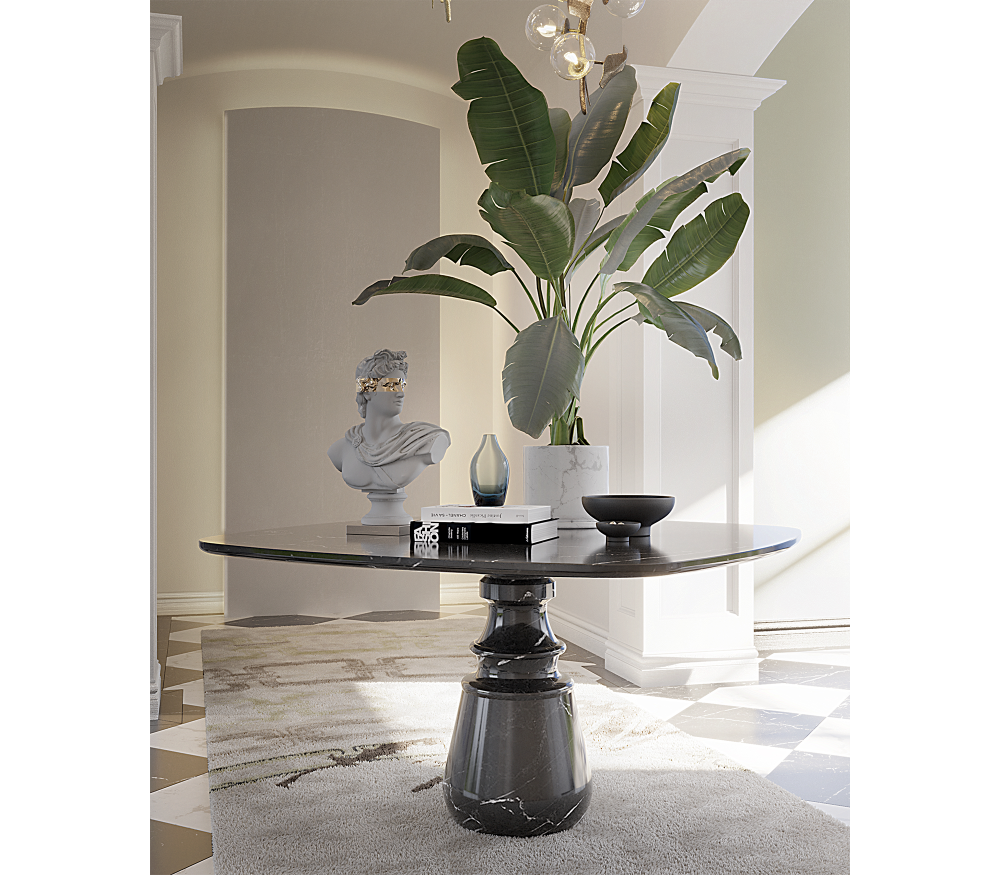 PIETRA SQUARE NERO MARQUINA DINING TABLE